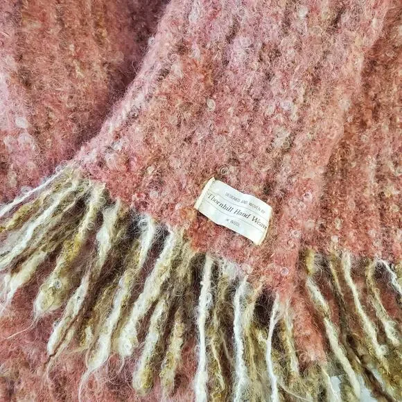 Thornhill Hand Weavers Pink Wool Scarf Fringe Soft Handmade 70s England Soft - Picture 1 of 10